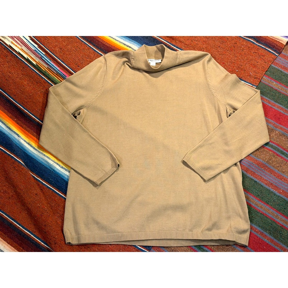 Pendleton Mock Neck Silk Blend Long Sleeved Sweater Size 1X Taupe